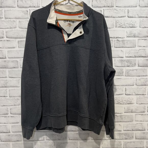 Orvis Men's Signature Quarter 1/4 Snap Sweatshirt Gray Pullover XXLarge - Picture 1 of 8